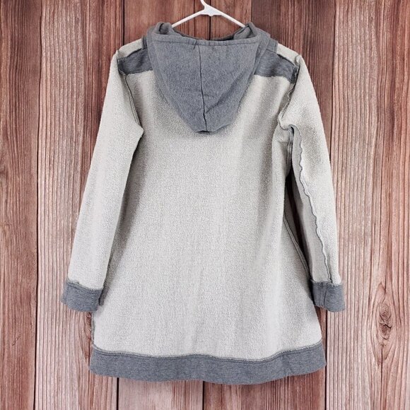 Soft Surroundings Womens Small Gray Hooded Toggle Coat Full Zip Cotton Fleece - Picture 6 of 16